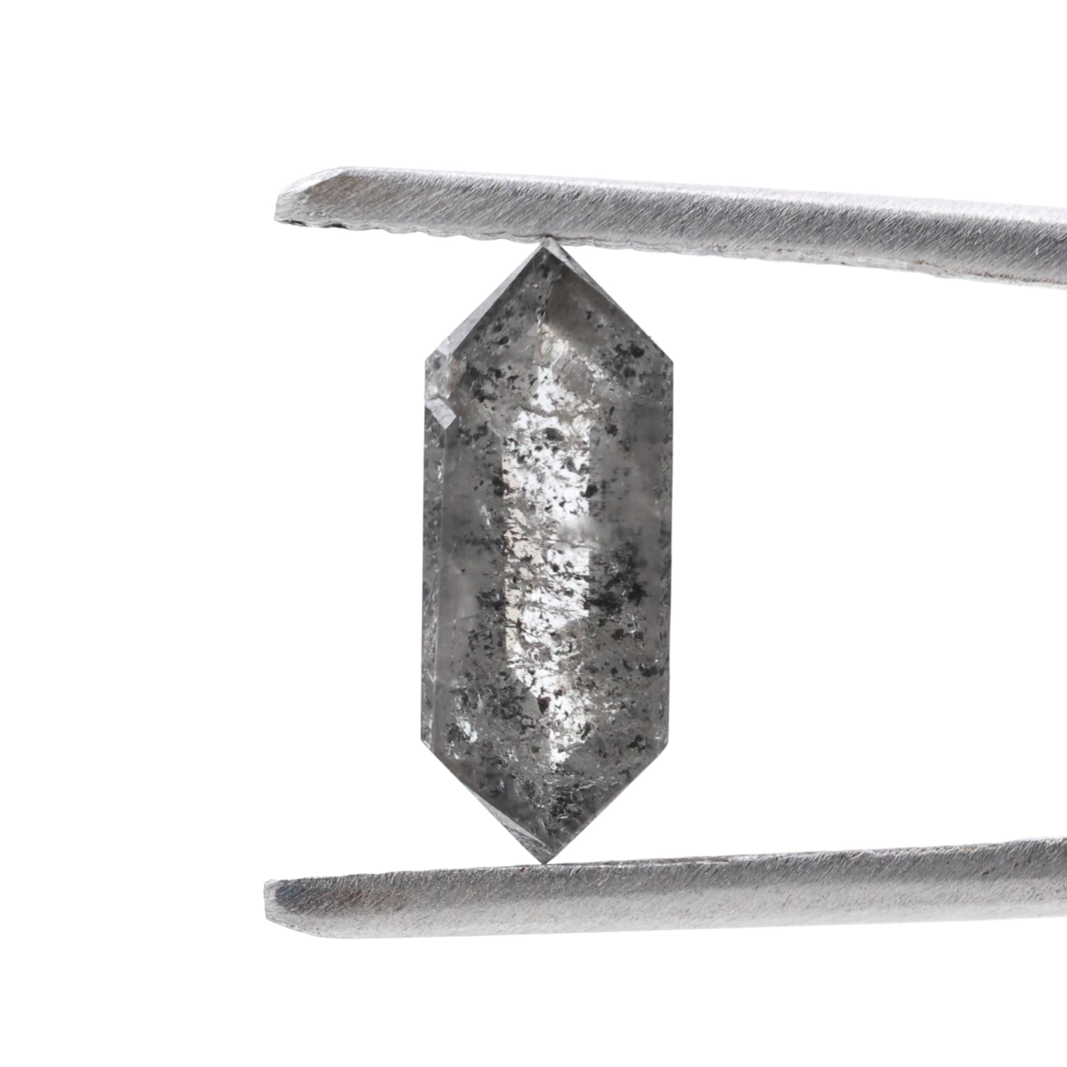 1.49 Ct Salt and Pepper Diamond, Natural Gray Hexagon Cut Loose Diamonds for Minimalist Engagement Ring