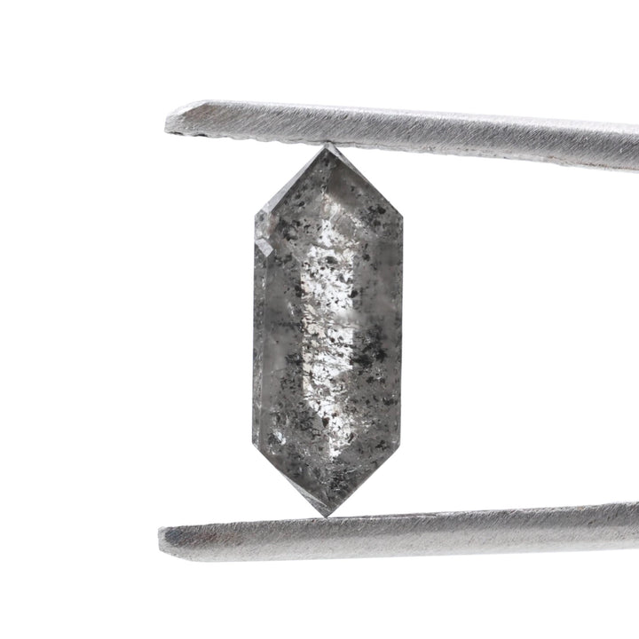 1.49 Ct Salt and Pepper Diamond, Natural Gray Hexagon Cut Loose Diamonds for Minimalist Engagement Ring