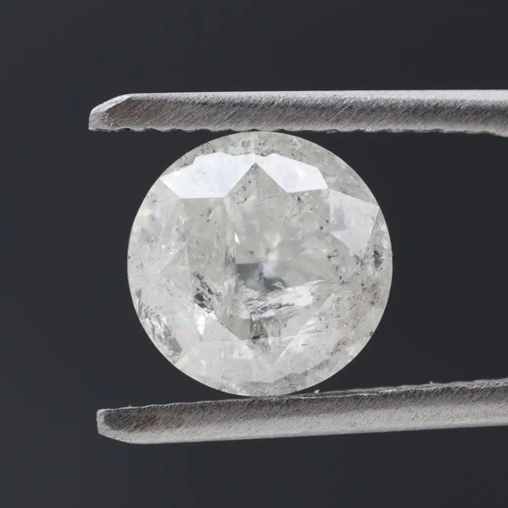 2.20 Carat Salt and Pepper Diamond, Natural Gray Round Loose Diamonds for Engagement Ring