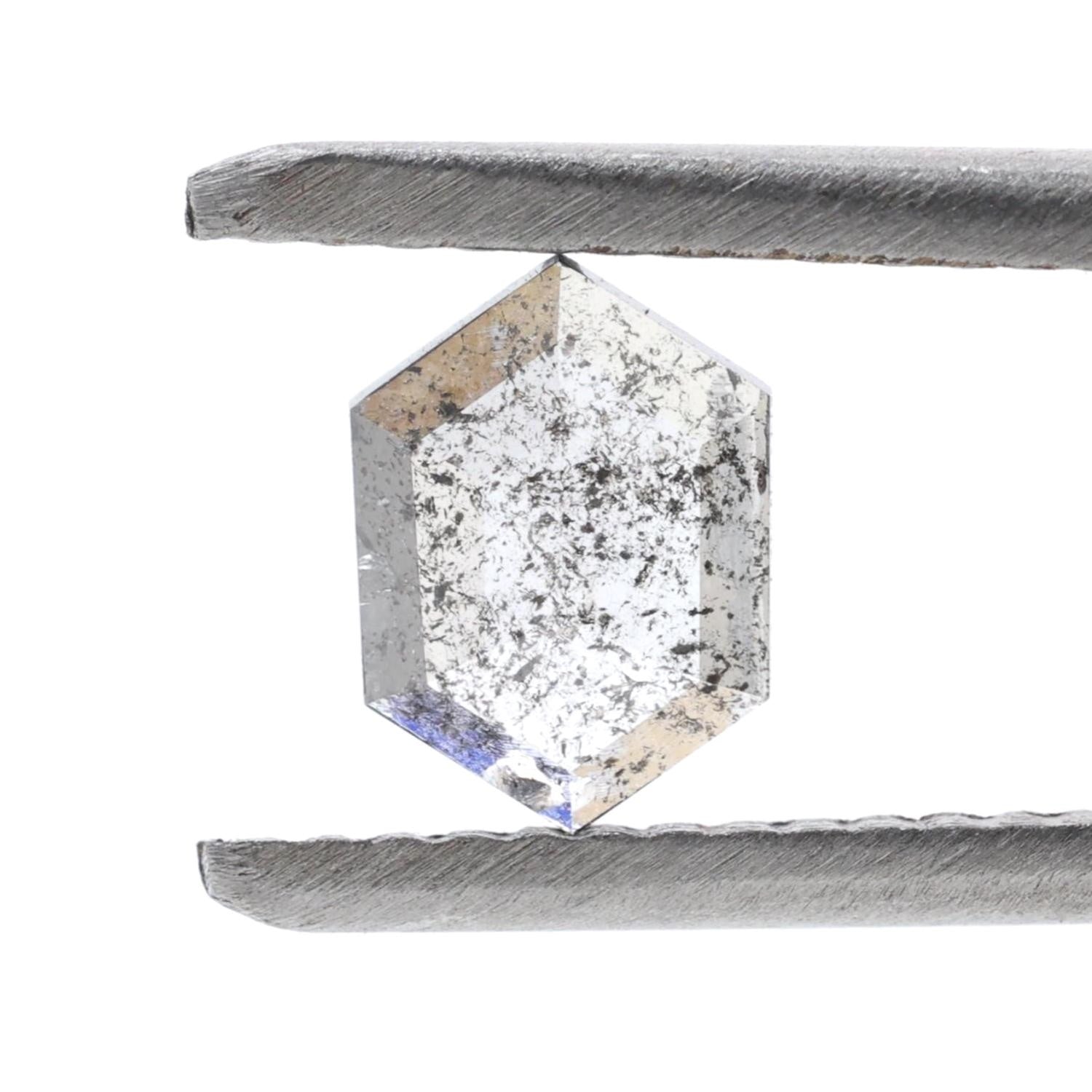 0.42 Ct Salt and Pepper Diamond, Natural Gray Hexagon Cut Loose Diamonds for Engagement Ring