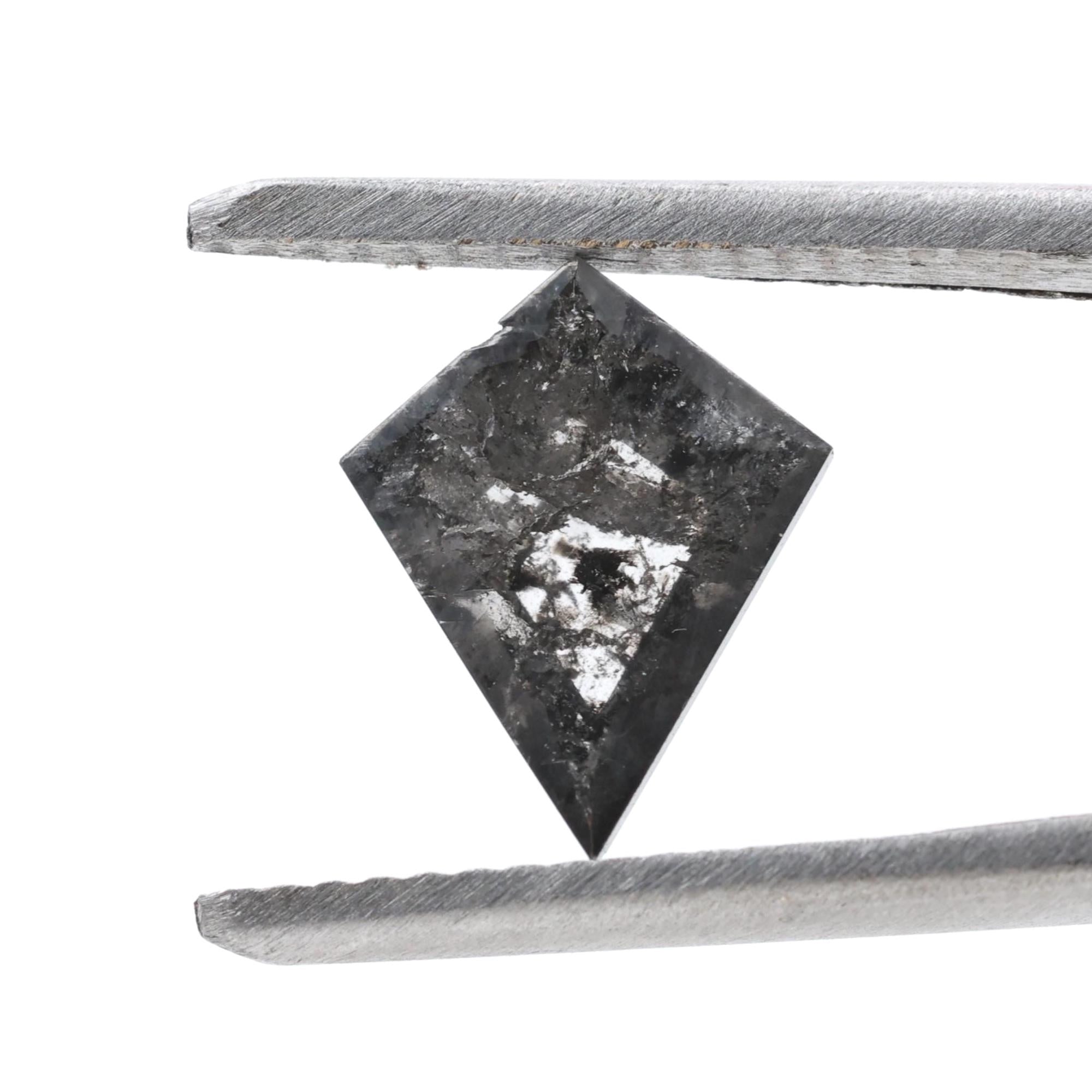 1.35 Carat Salt and Pepper Diamond, Natural Gray Kite Loose Diamonds for Engagement Ring