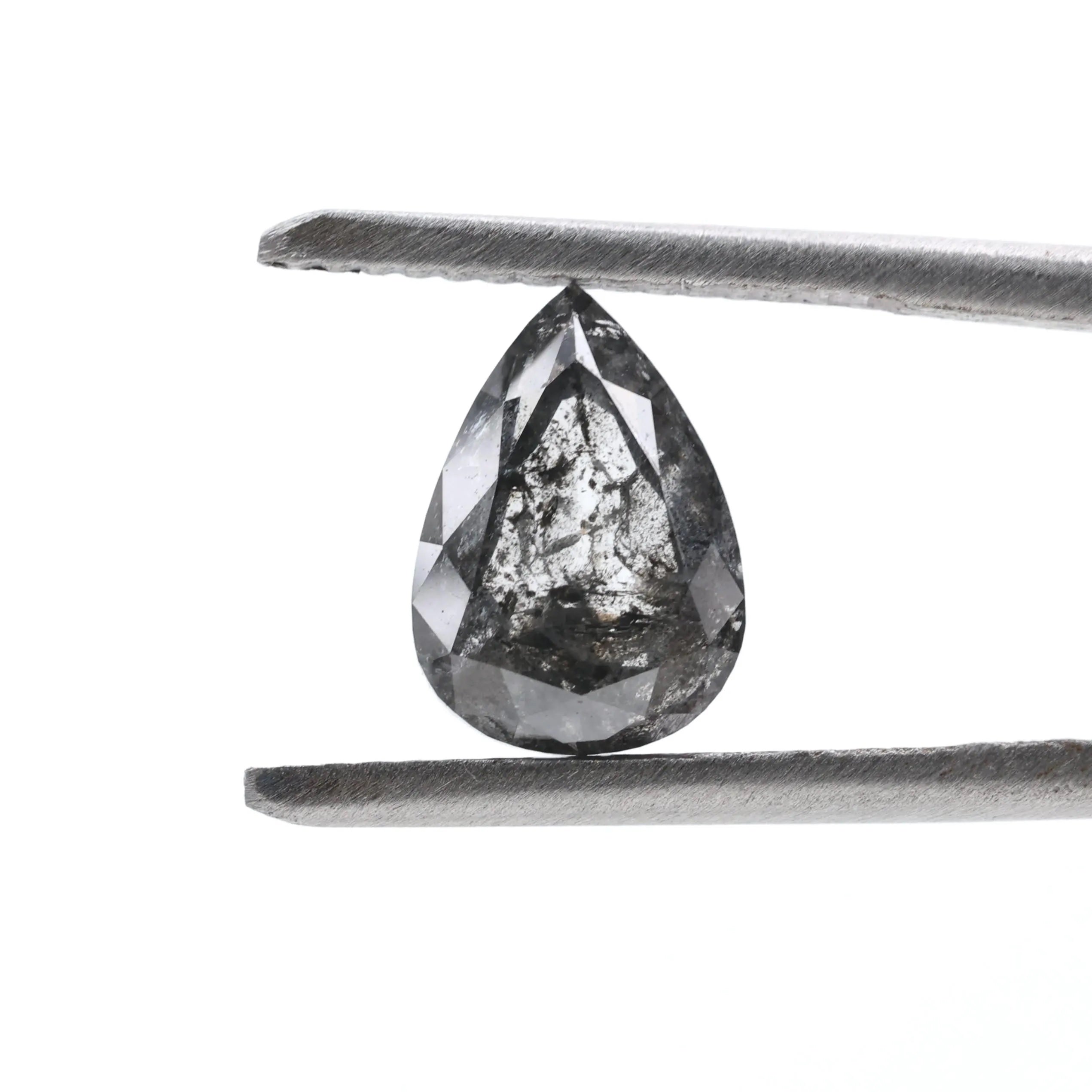 1.90 Ct Salt and Pepper Diamond, Natural Gray Color Pear Cut Loose Diamonds for Engagement Ring