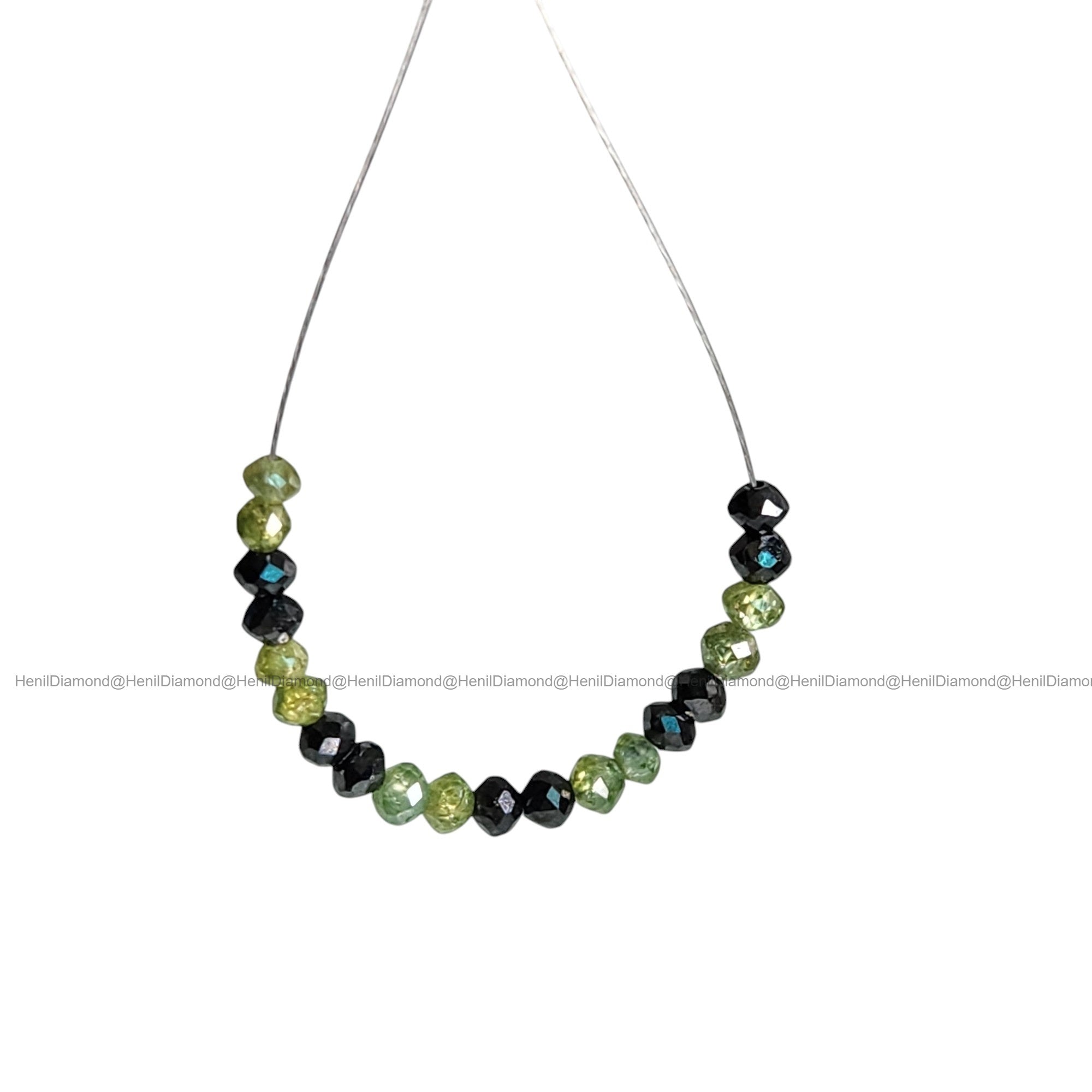 1.04 Ct Lot 1.50 to 2.00 MM Natural Green Black Polished Round Loose Diamonds Beads wt Drilled Hole for Bracelet