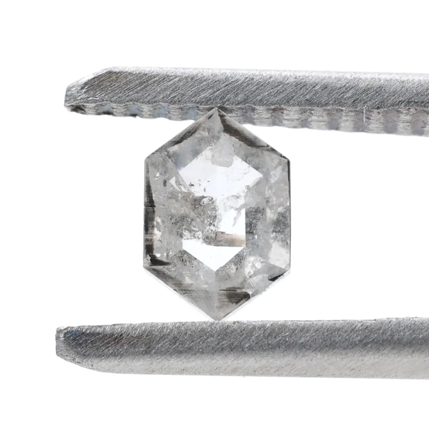 0.44 Ct Salt and Pepper Diamond, Natural Gray Hexagon Cut Loose Diamonds for Minimalist Engagement Ring