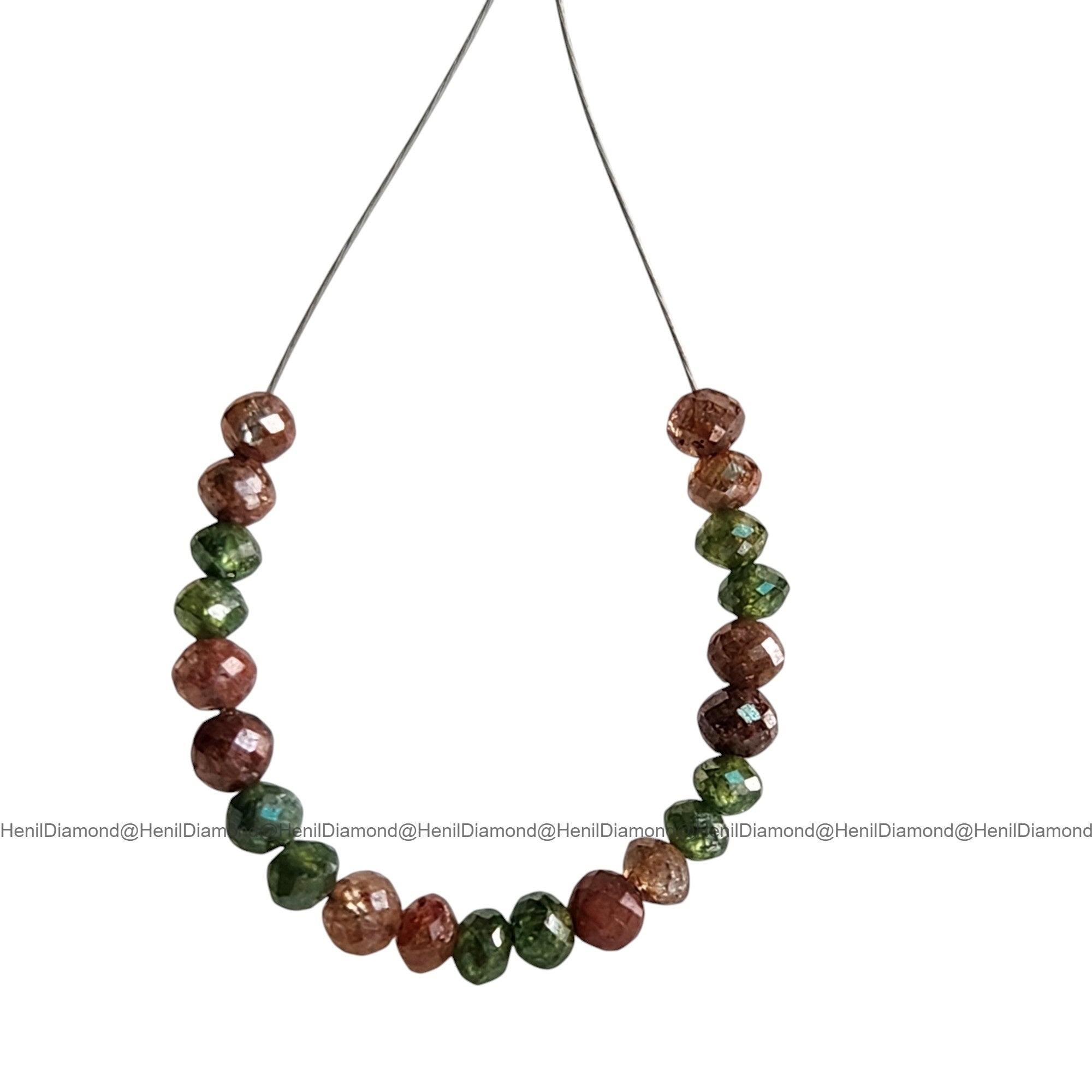 2.03 Ct 1.50-2.00 MM Natural Green Red Round Diamond Beads with Drilled Hole for Jewelry