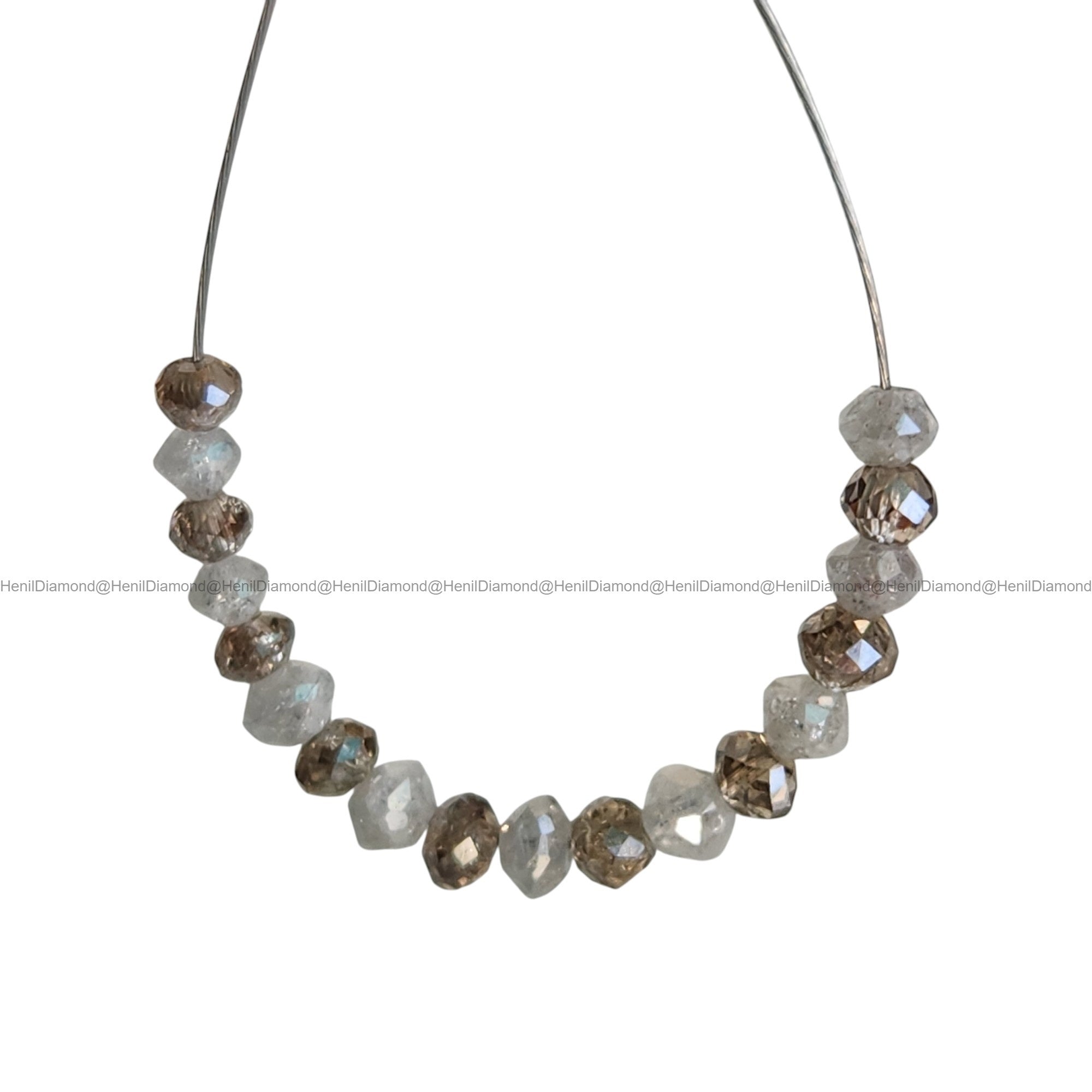 1.02 Ct Lot 1.50 to 2.00 MM Natural White Brown Color Polished Round Loose Diamonds Beads wt Drilled Hole for Necklace