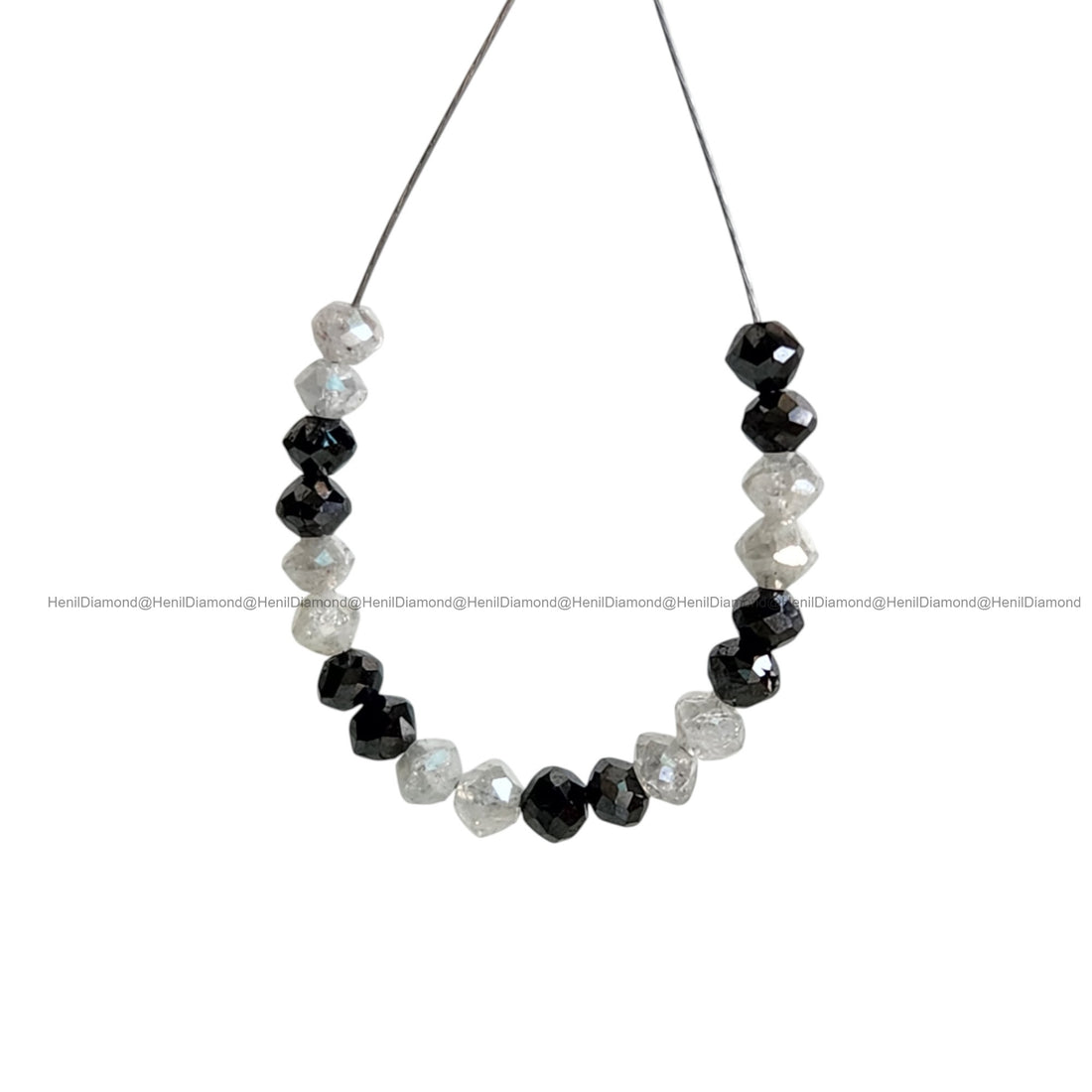 1.03 Ct Lot 1.50 to 2.00 MM Natural White Black Polished Round Loose Diamonds Beads wt Drilled Hole for String