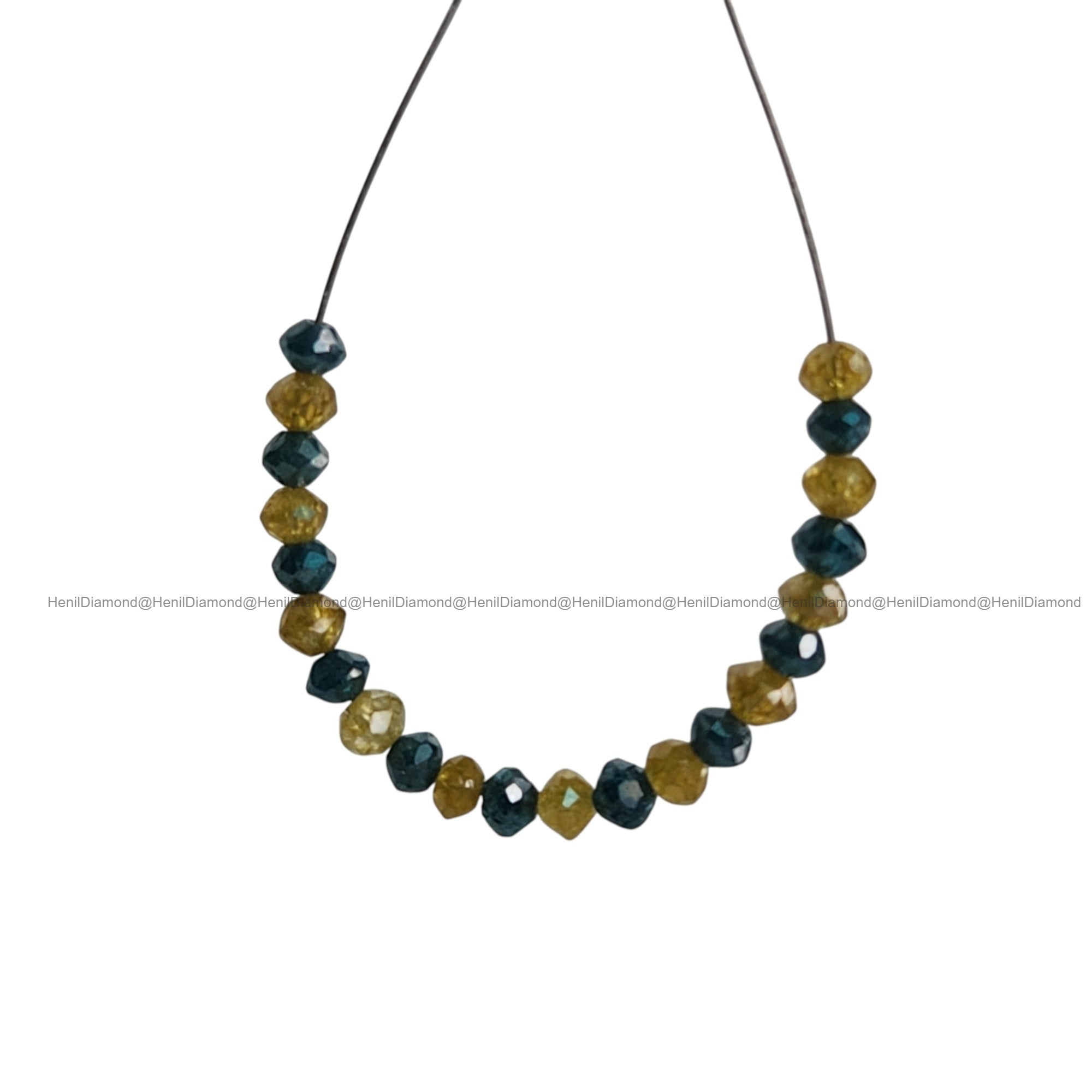 1.03 Ct Lot 1.50 to 2.00 MM Natural Yellow Blue Polished Round Loose Diamonds Beads wt Drilled Hole for String