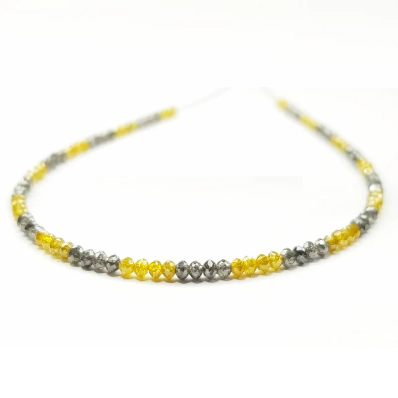 15.00 Ct Natural Yellow Gray Color Round Loose Diamond Beads 16" Strand Necklace wt Silver Clasp (Copy)