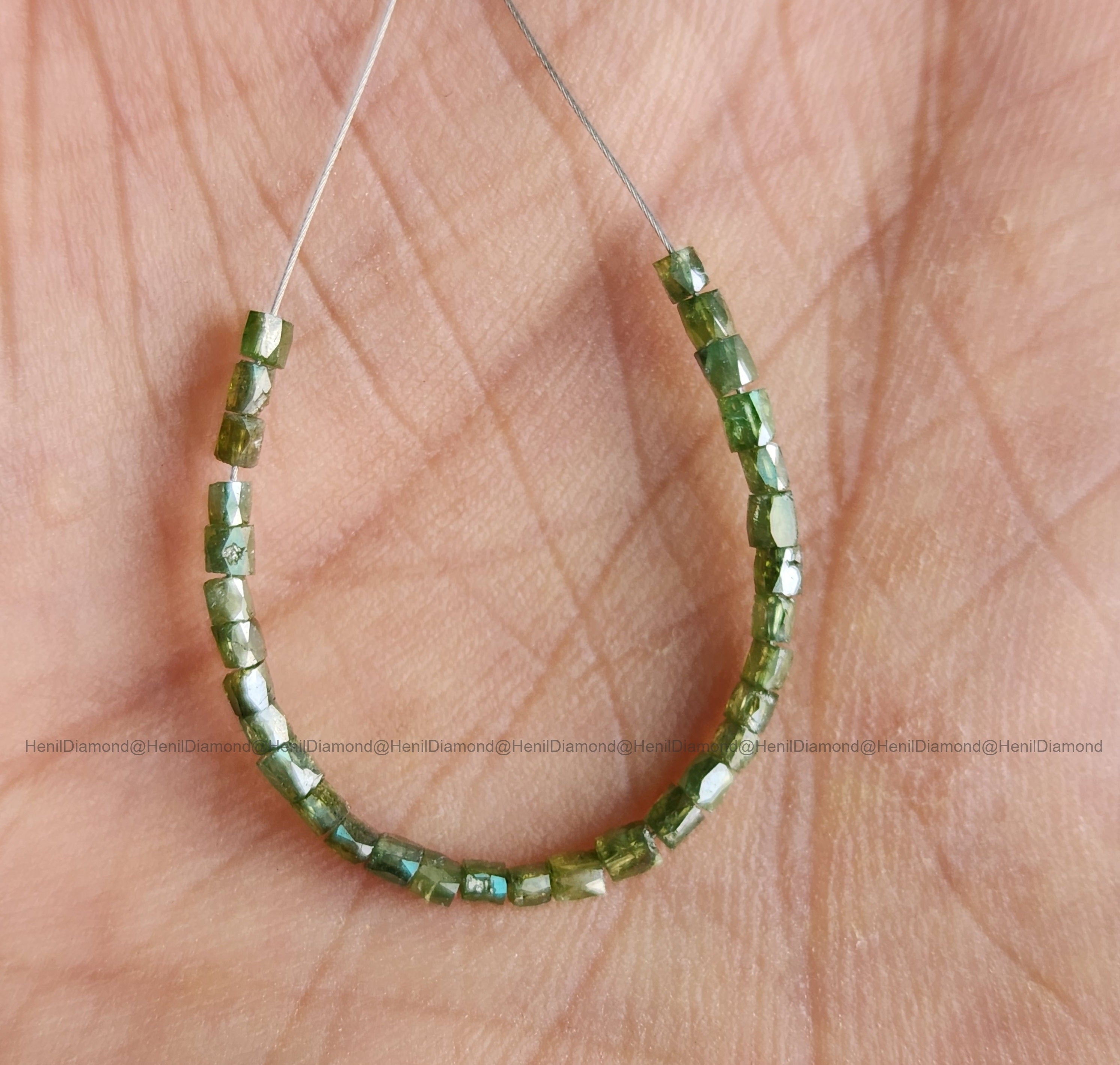 1.00 Carat Lot Natural Green Tube Diamond Beads with Drilled Hole | Loose Diamond Beads for Jewelry Making