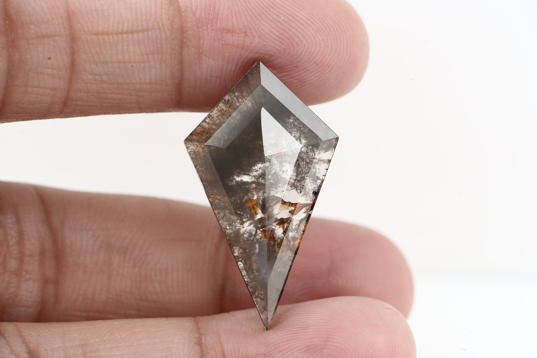 9.62 ct Salt and Pepper Diamond, Natural Brown Red Color Kite Cut Loose Diamond for Jewelry