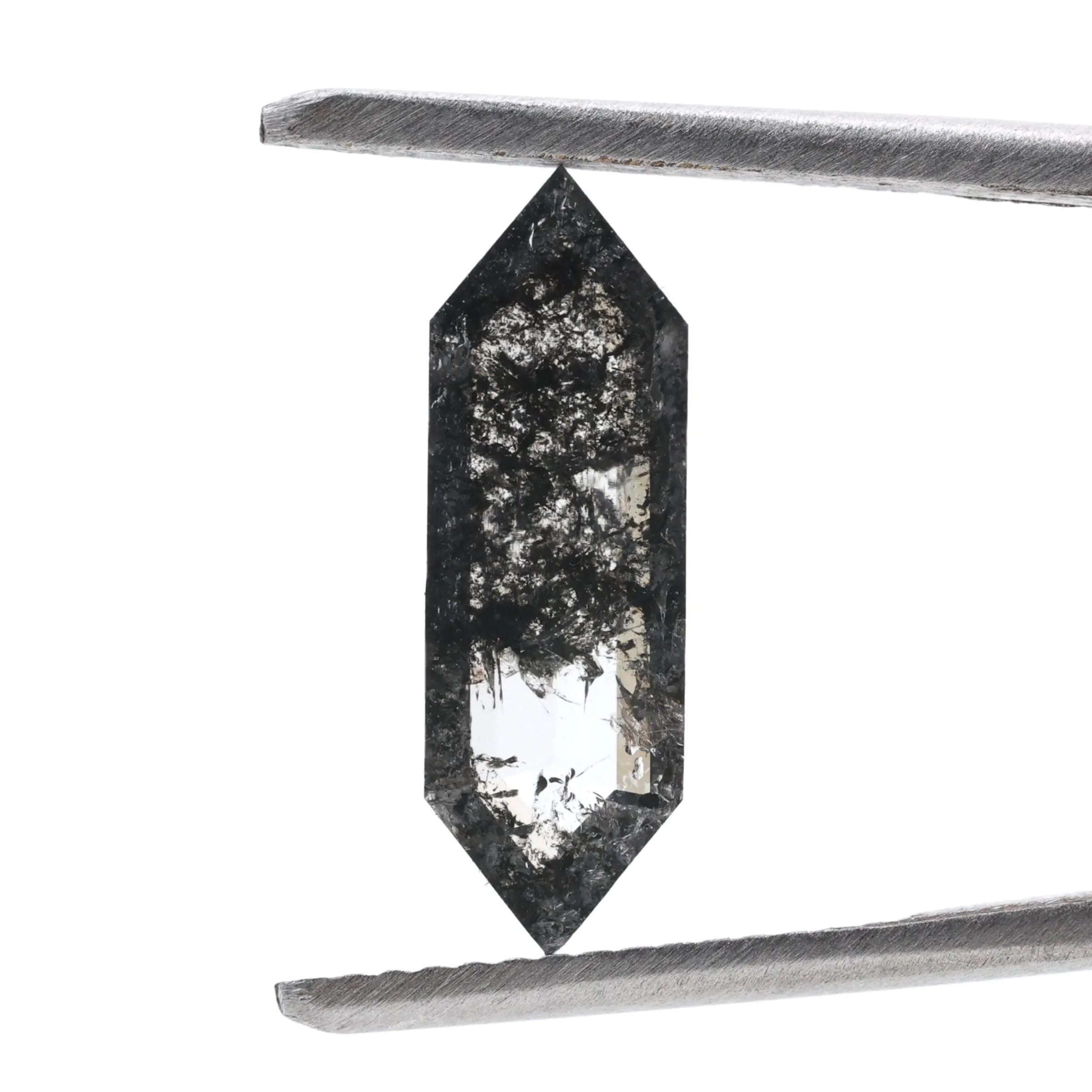 1.65 Ct Salt and Pepper Diamond, Natural Gray Hexagon Cut Loose Diamonds for Minimalist Engagement Ring