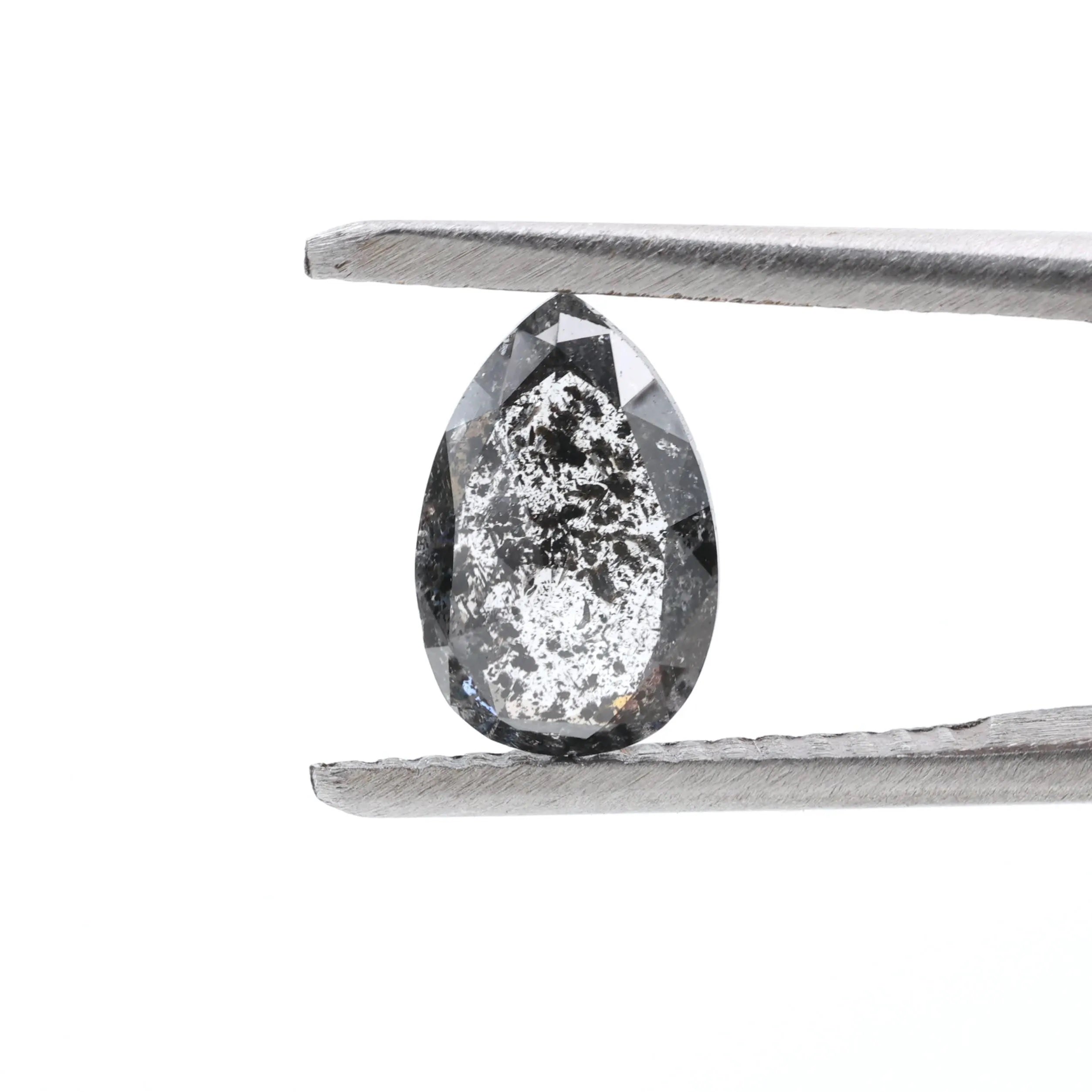 1.05 Ct Salt and Pepper Diamond, Natural Gray Pear Cut Loose Diamonds for Engagement Ring