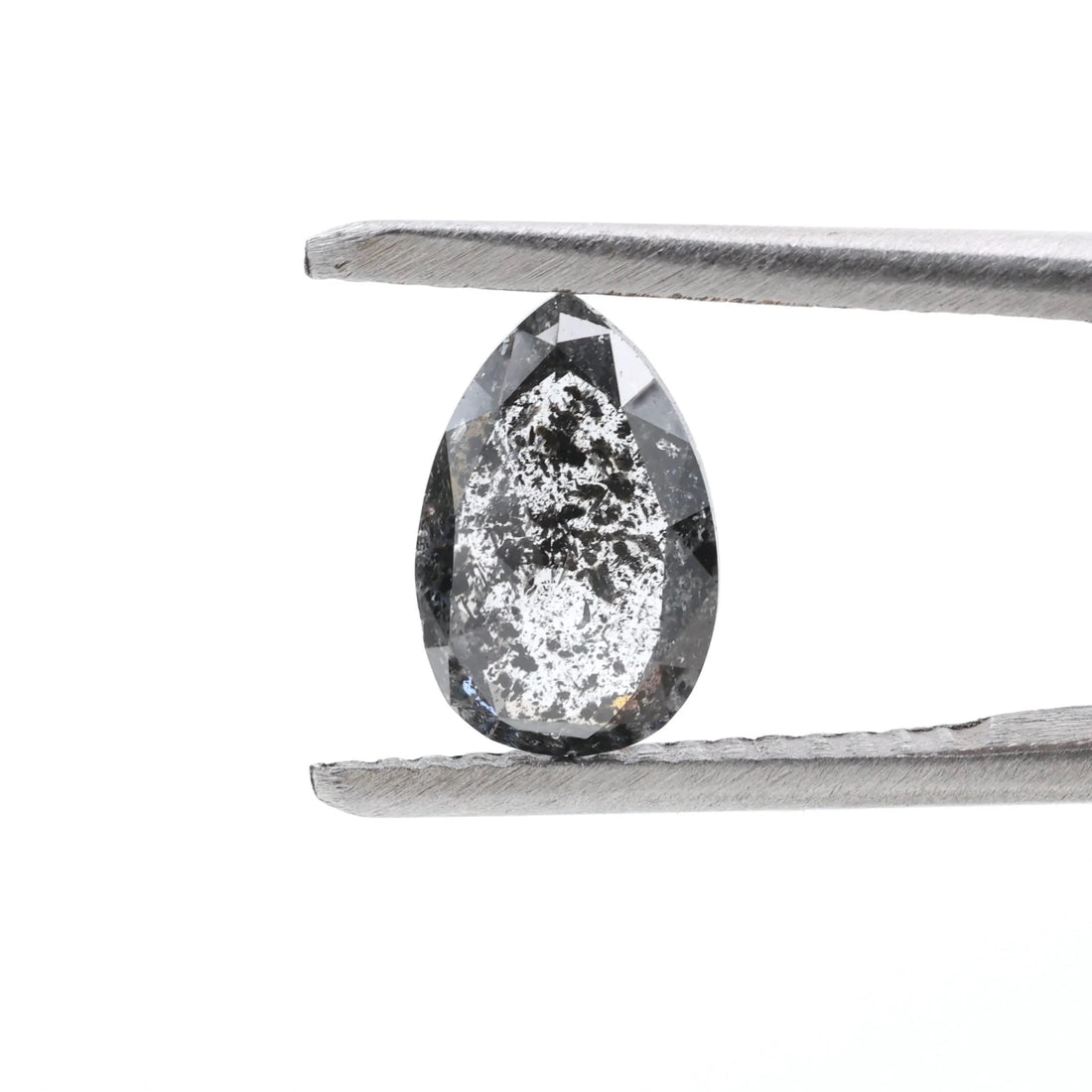 1.05 Ct Salt and Pepper Diamond, Natural Gray Pear Cut Loose Diamonds for Engagement Ring
