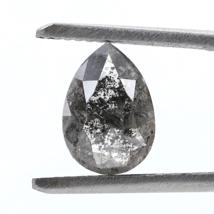 1.76 Ct Salt and Pepper Diamond, Natural Gray Color Pear Cut Loose Diamonds for Engagement Ring