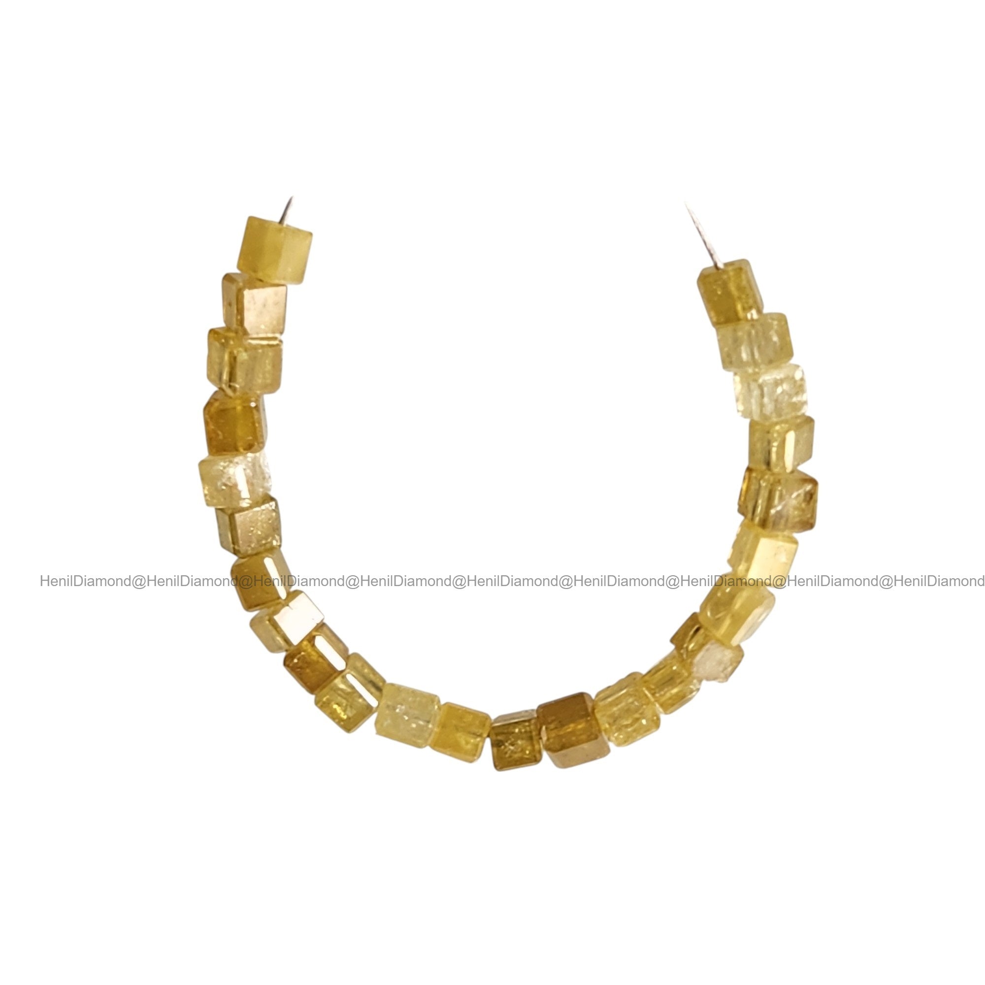 1.00 TCW Natural Yellow Faceted Cube Diamond Beads with Drilled Hole | 1.50–2.00 MM Sparkling Loose Diamonds for Jewelry Making