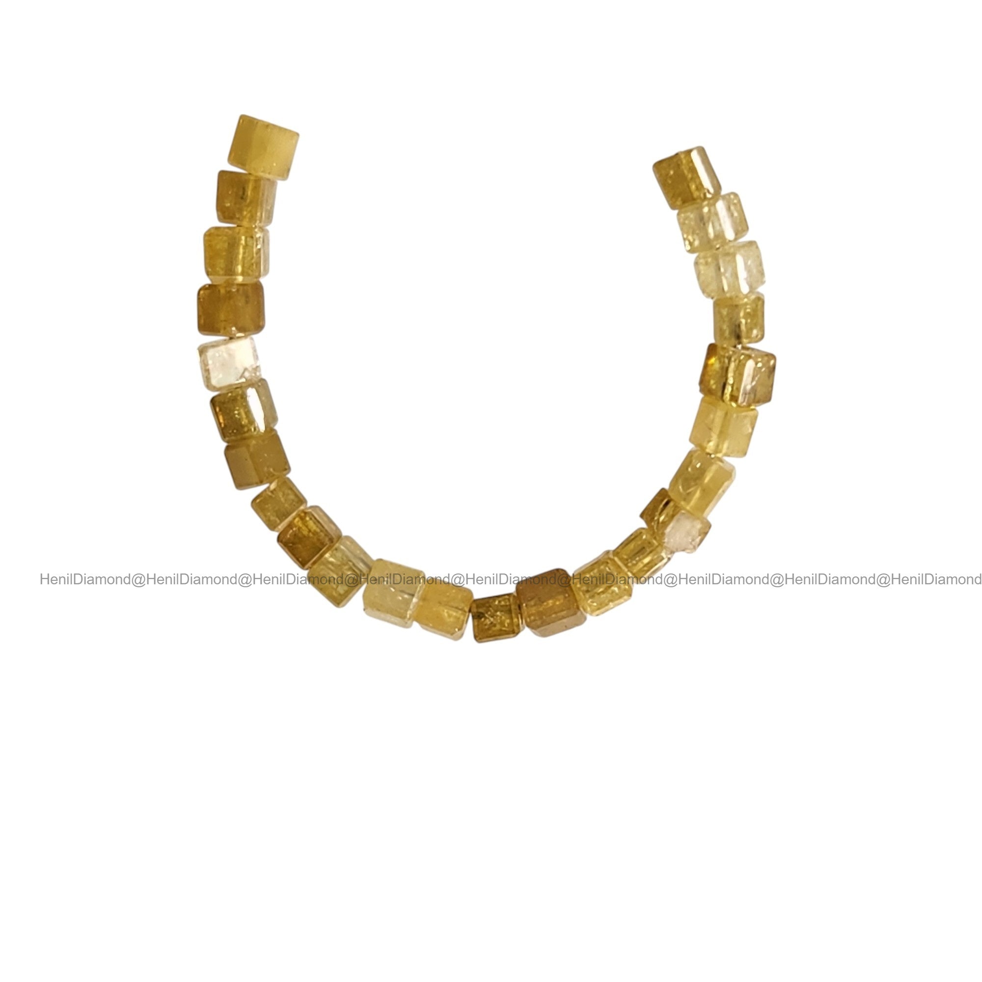 1.00 TCW Natural Yellow Faceted Cube Diamond Beads with Drilled Hole | 1.50–2.00 MM Sparkling Loose Diamonds for Jewelry Making