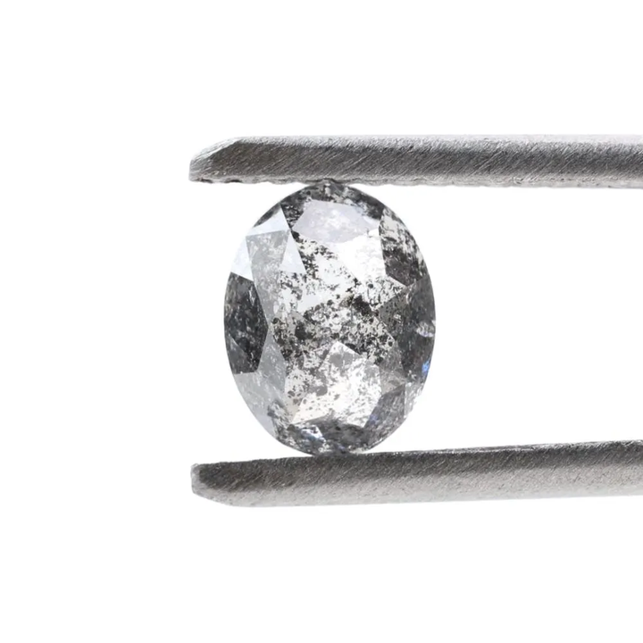 1.23 Ct Salt and Pepper Diamond, Natural Gray Oval Cut Loose Diamonds for Minimalist Engagement Ring