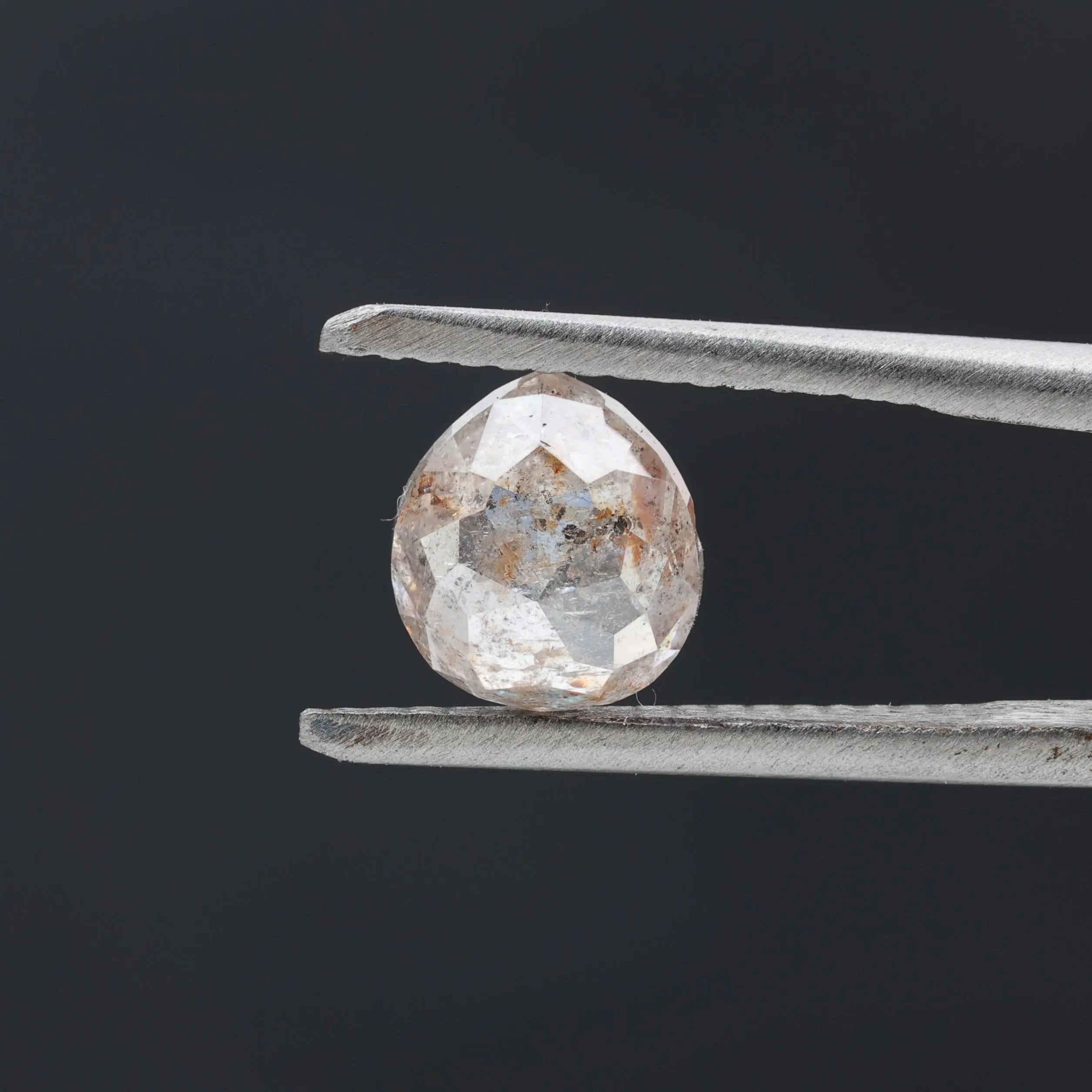 1.47 Ct Salt and Pepper Diamond, Natural Gray Pear Cut Loose Diamonds for Engagement Ring