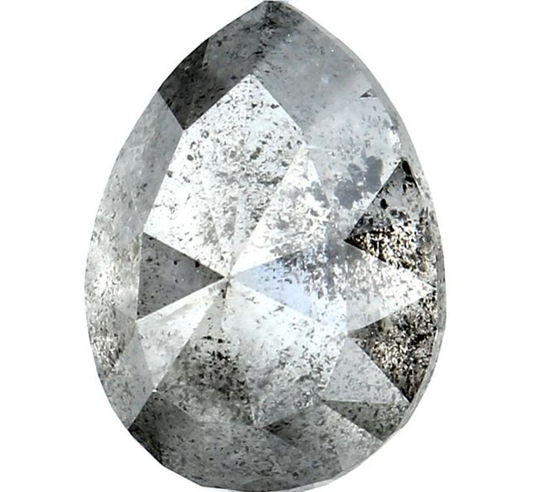 Salt and Pepper Diamond, 3.36 Ct Natural Gray Color Pear Cut Loose Diamonds for Engagement Ring