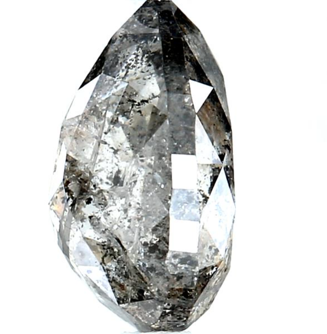 Salt and Pepper Diamond, 2.29 Ct Natural Gray Color Pear Cut Loose Diamonds for Engagement Ring