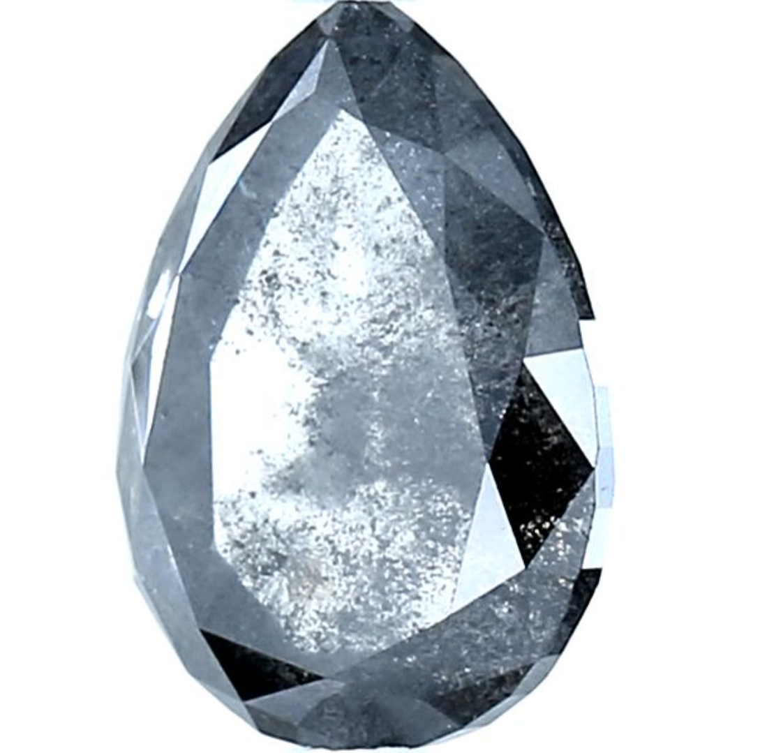 Salt and Pepper Diamond, 2.45 Ct Natural Gray Color Pear Cut Loose Diamonds for Engagement Ring