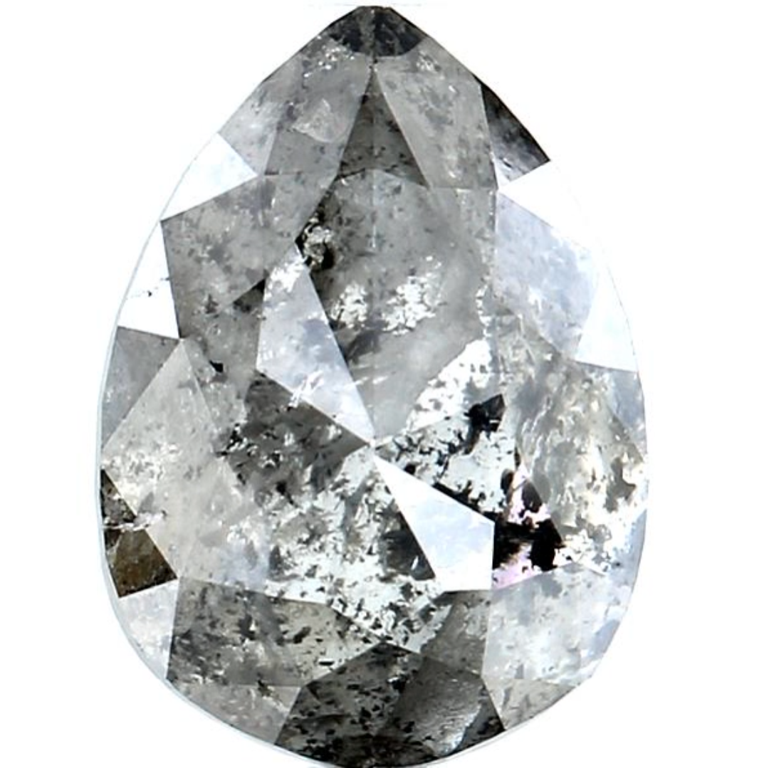 Salt and Pepper Diamond, 2.92 Ct Natural Gray Color Pear Cut Loose Diamonds for Engagement Ring