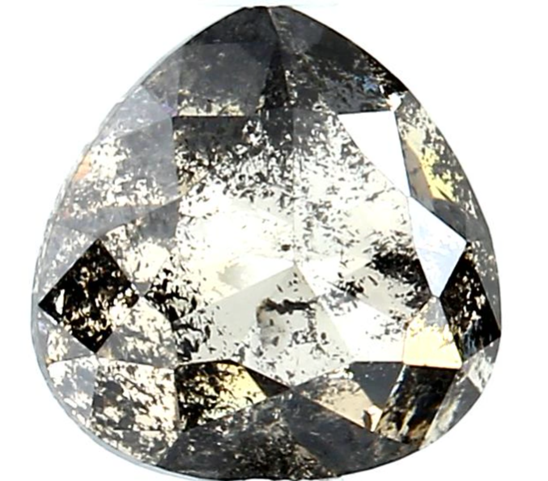 1.51 Ct Salt and Pepper Diamond, Natural Gray Color Pear Cut Loose Diamonds for Engagement Ring