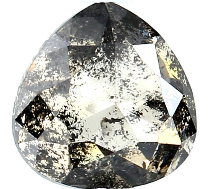 1.51 Ct Salt and Pepper Diamond, Natural Gray Color Pear Cut Loose Diamonds for Engagement Ring