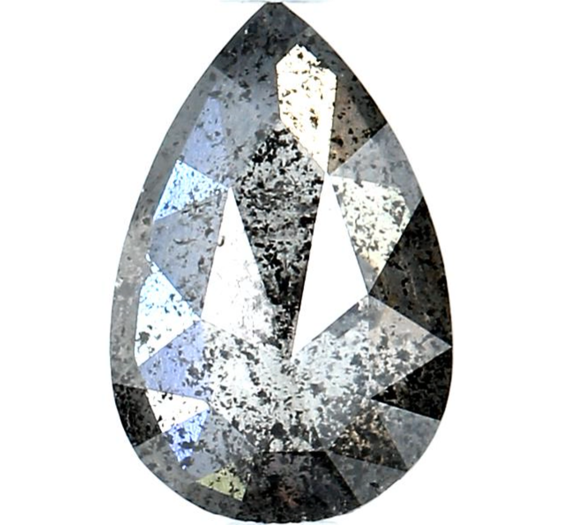 Salt and Pepper Diamond, 1.18 Ct Natural Gray Color Pear Cut Loose Diamonds for Engagement Ring