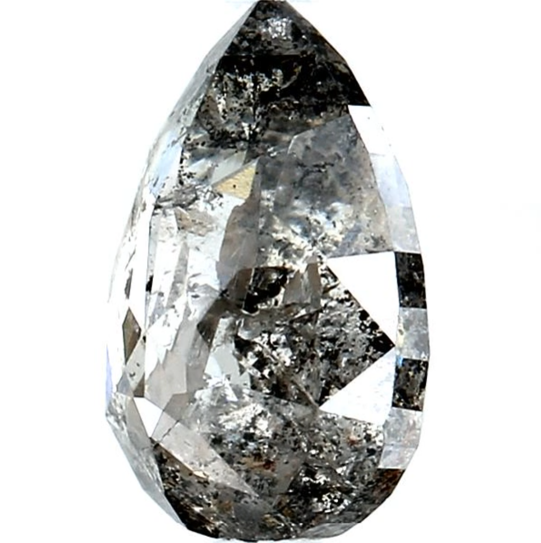 Salt and Pepper Diamond, 2.29 Ct Natural Gray Color Pear Cut Loose Diamonds for Engagement Ring