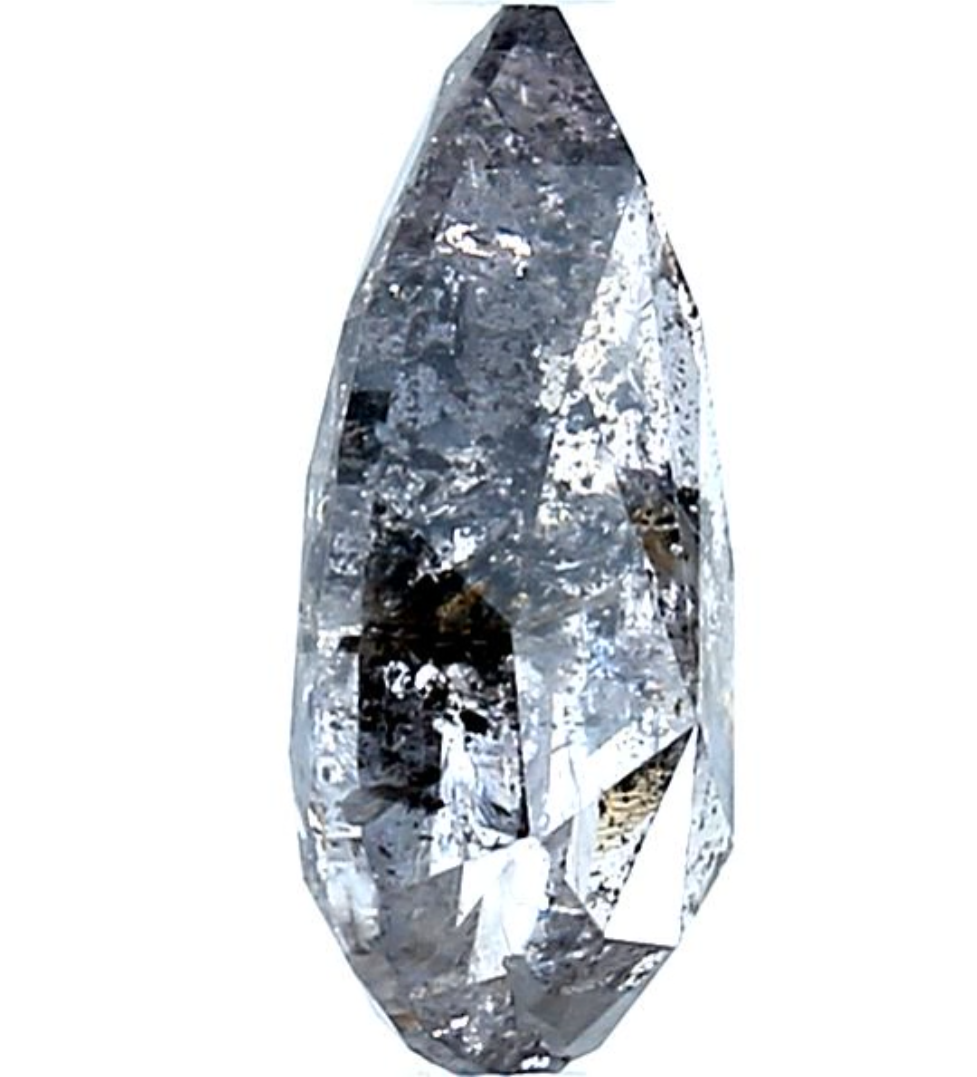 Salt and Pepper Diamond, 1.86 Ct Natural Gray Color Pear Cut Loose Diamonds for Engagement Ring