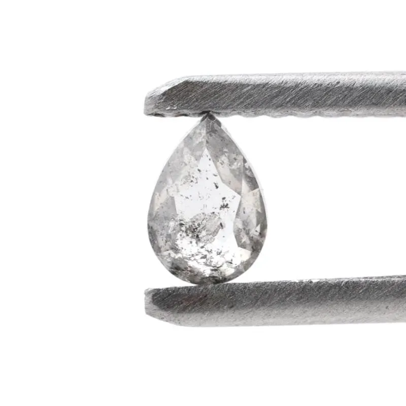 0.24 Ct Salt and Pepper Diamond, Natural Gray Color Pear Cut Loose Diamonds for Engagement Ring