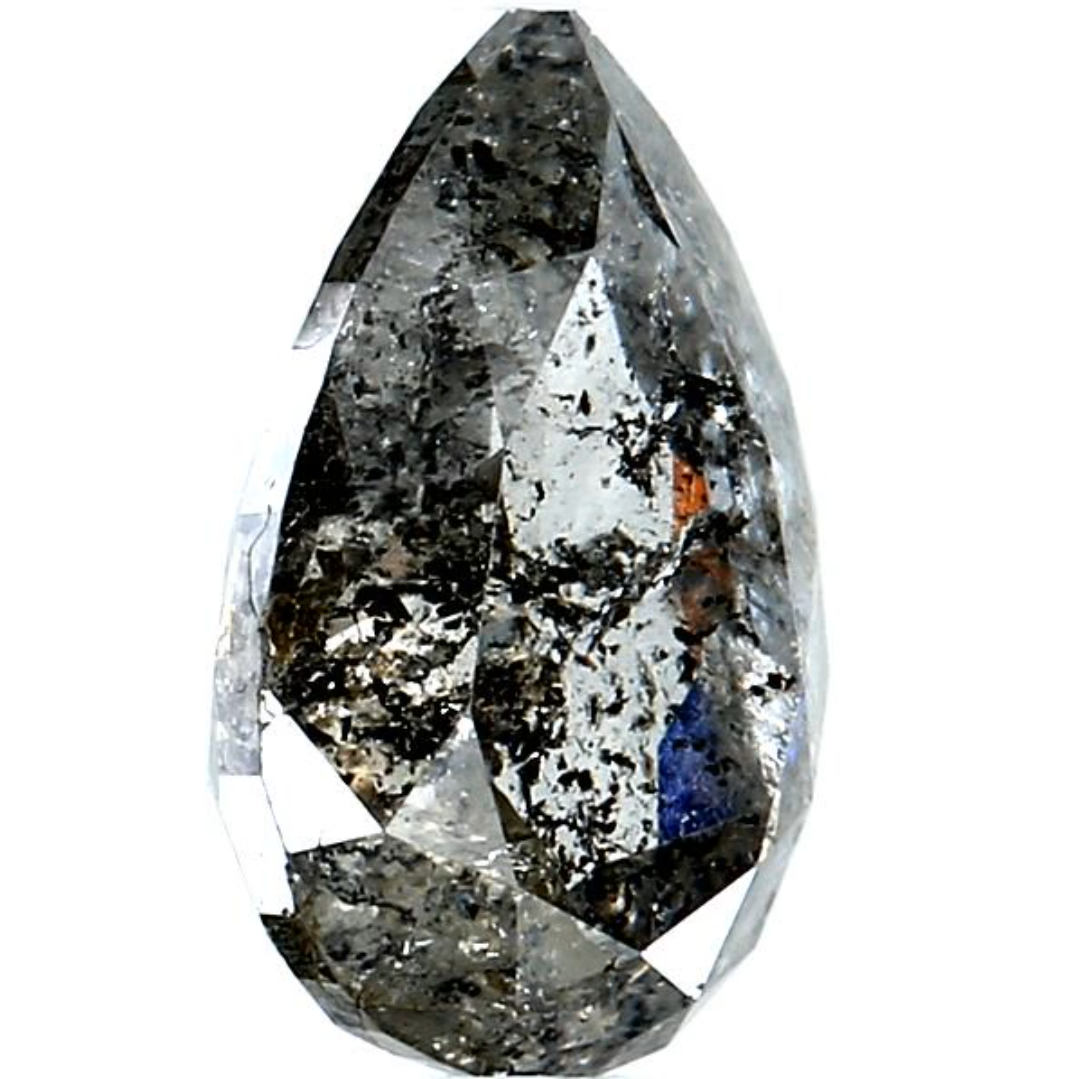 2.06 Ct Salt and Pepper Diamond, Natural Gray Color Pear Cut Loose Diamonds for Engagement Ring