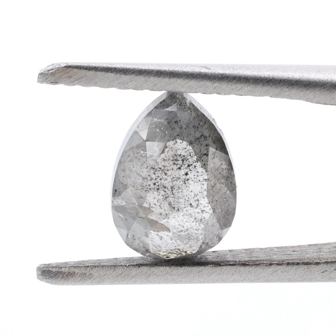 1.57 Ct Salt and Pepper Diamond, Natural Gray Color Pear Cut Loose Diamonds for Engagement Ring