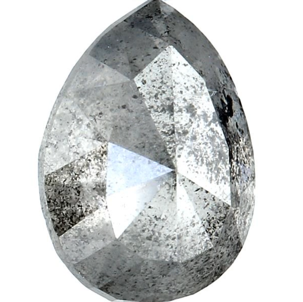 Salt and Pepper Diamond, 3.36 Ct Natural Gray Color Pear Cut Loose Diamonds for Engagement Ring