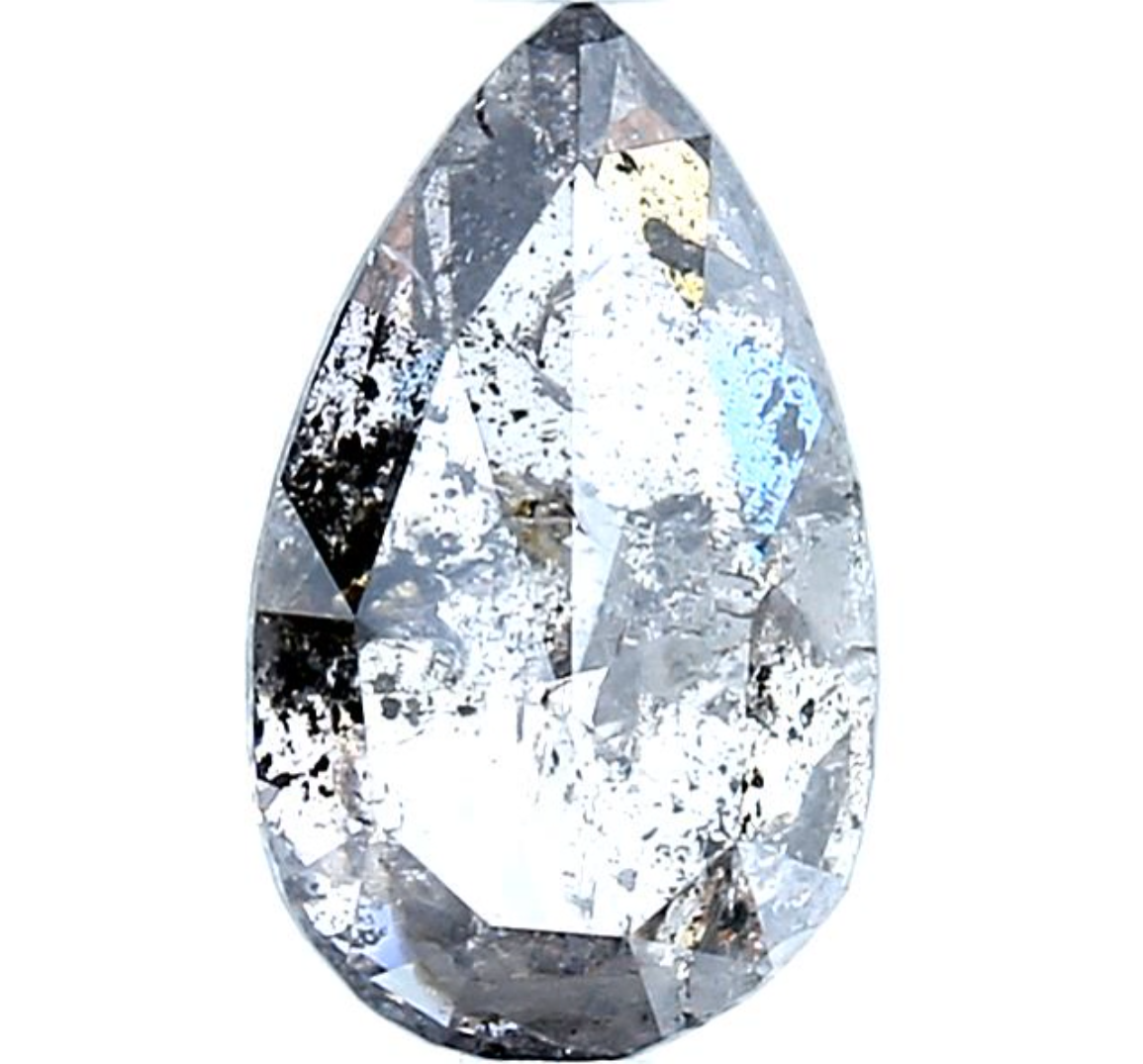 Salt and Pepper Diamond, 1.86 Ct Natural Gray Color Pear Cut Loose Diamonds for Engagement Ring