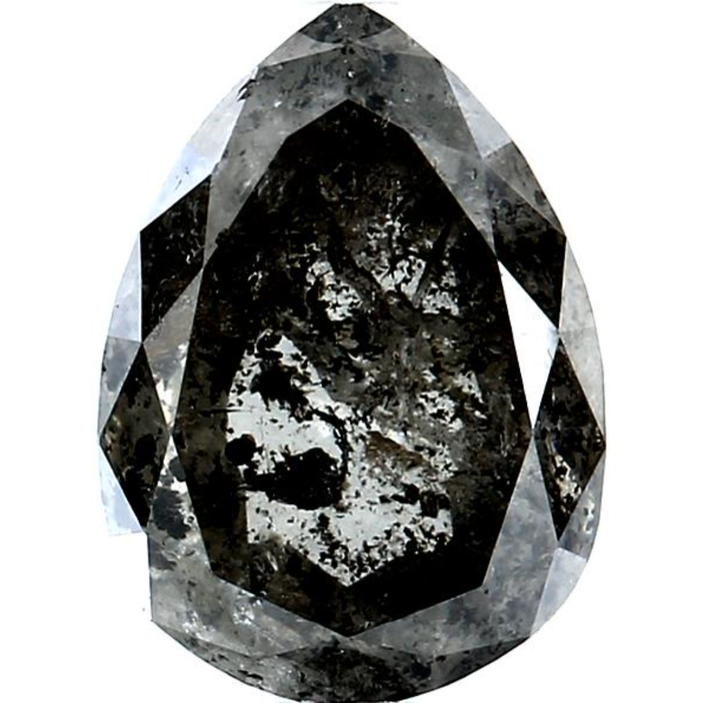 Salt and Pepper Diamond, 2.92 Ct Natural Gray Color Pear Cut Loose Diamonds for Engagement Ring