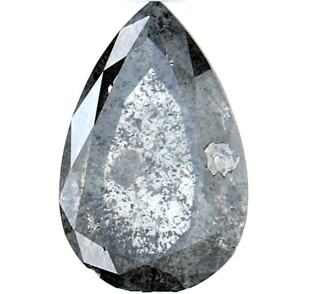 Salt and Pepper Diamond, 1.18 Ct Natural Gray Color Pear Cut Loose Diamonds for Engagement Ring