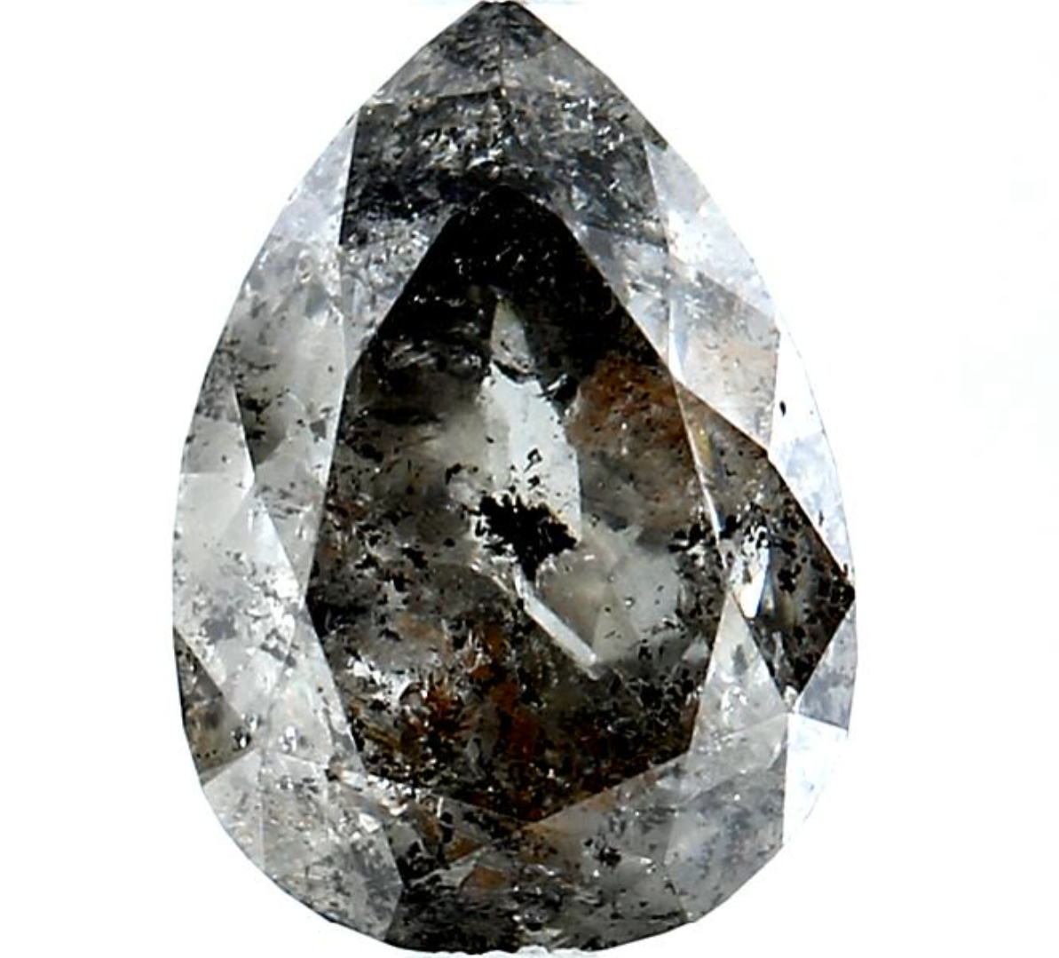 Salt and Pepper Diamond, 2.29 Ct Natural Gray Color Pear Cut Loose Diamonds for Engagement Ring