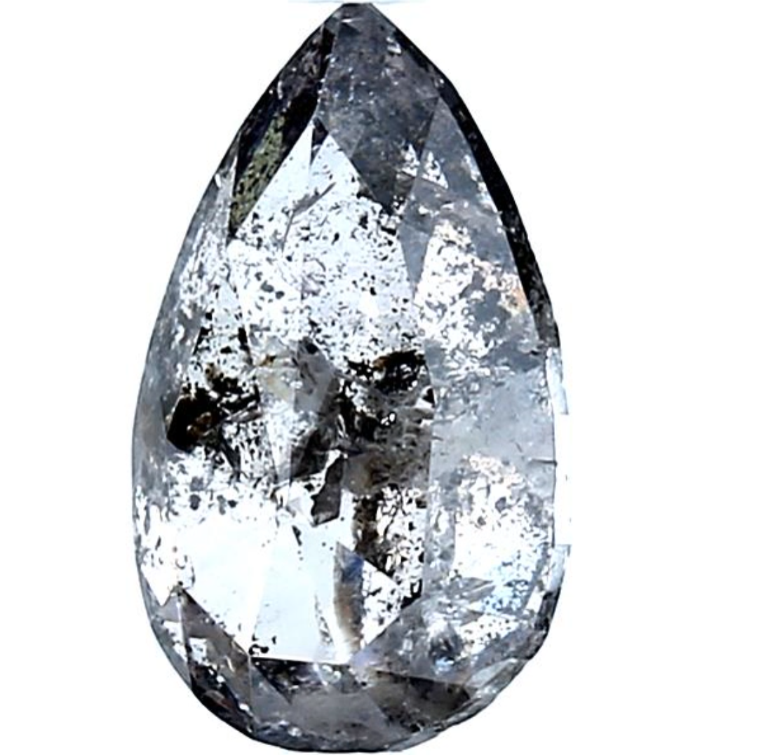 Salt and Pepper Diamond, 1.86 Ct Natural Gray Color Pear Cut Loose Diamonds for Engagement Ring