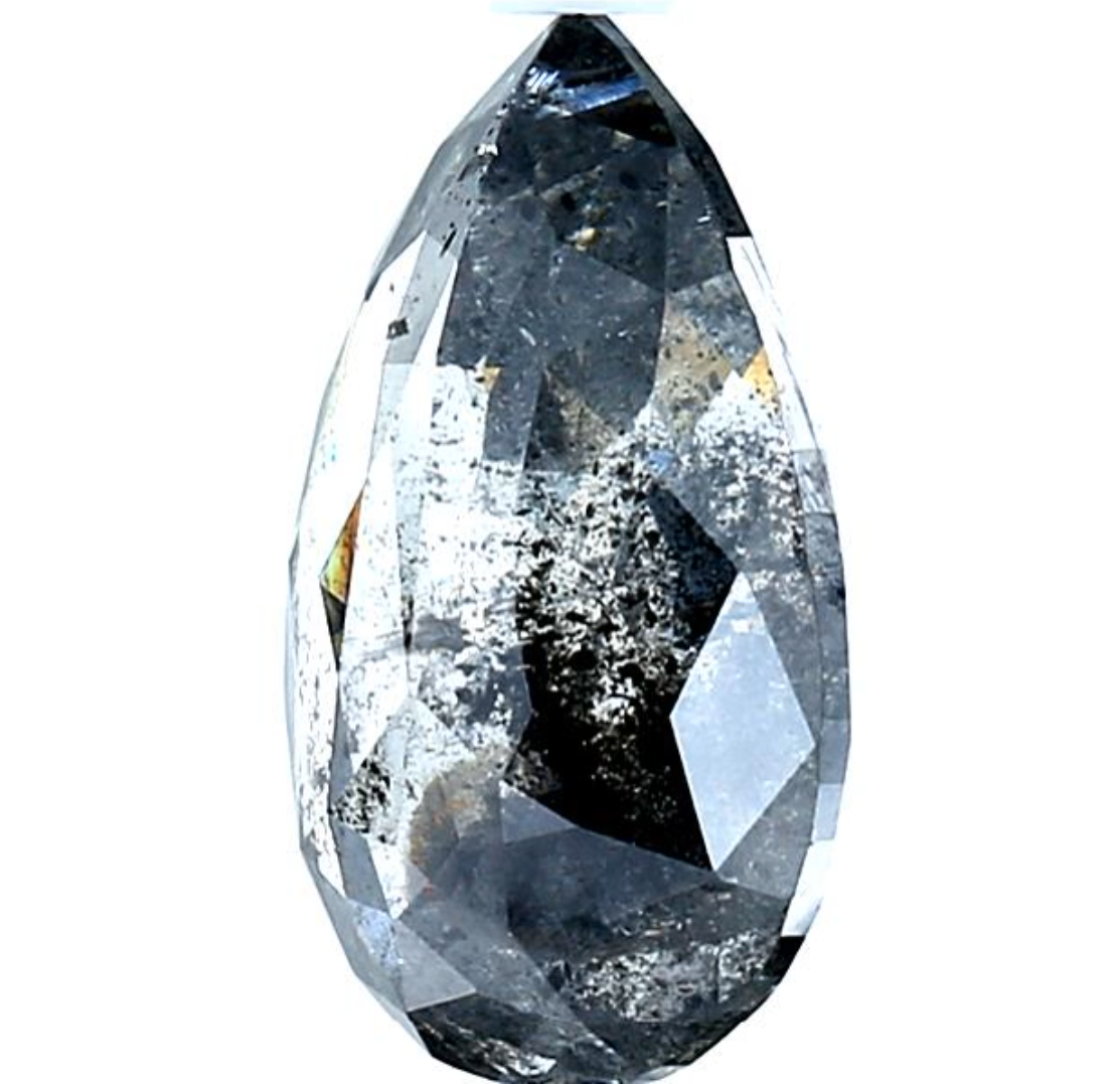 Salt and Pepper Diamond, 3.24 Ct Natural Gray Color Pear Cut Loose Diamond for Engagement Ring