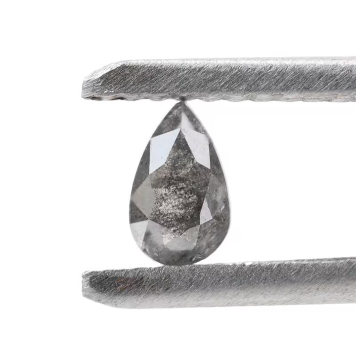 0.25 Ct Salt and Pepper Diamond, Natural Gray Color Pear Cut Loose Diamonds for Engagement Ring