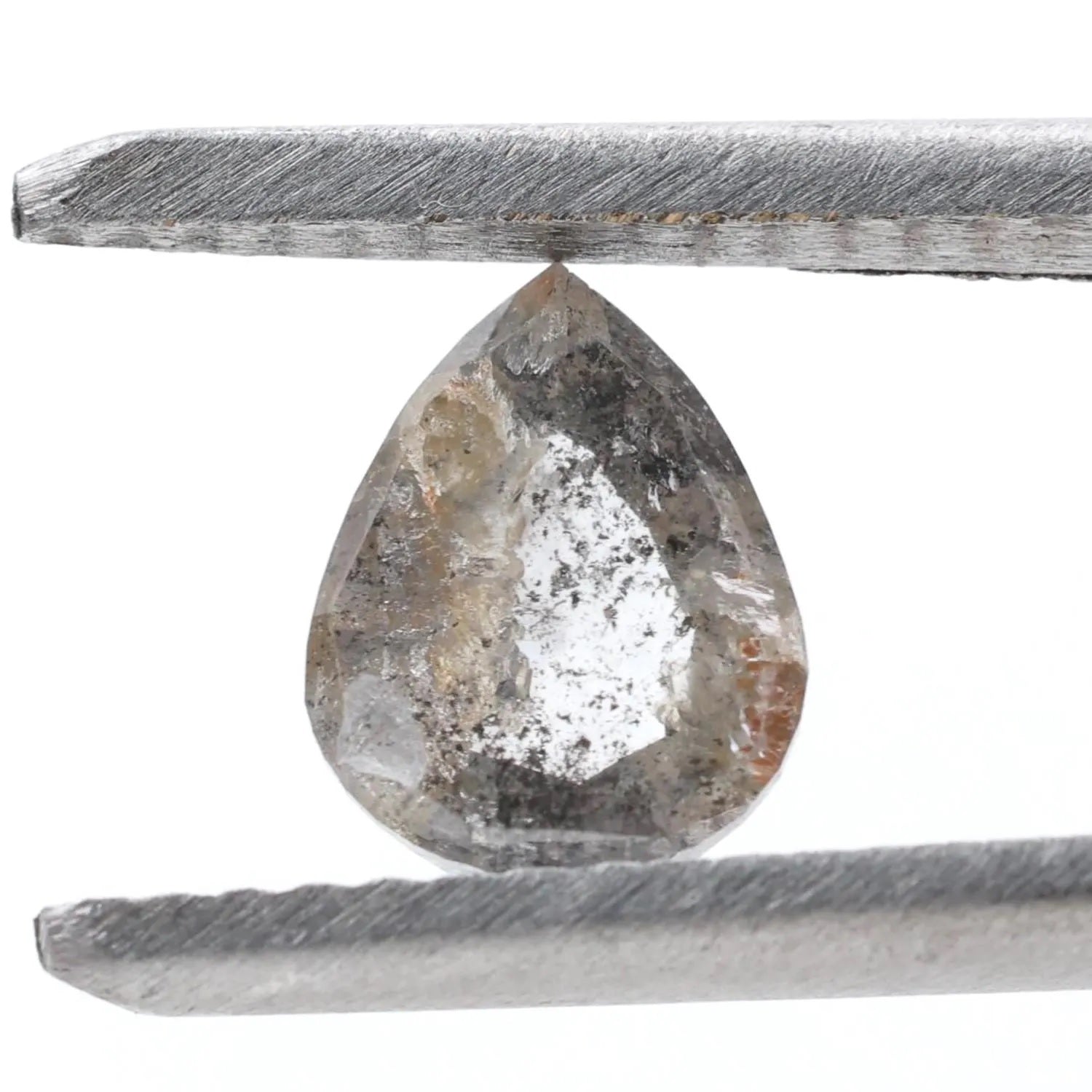0.85 Ct Salt and Pepper Diamond, Natural Gray Color Pear Cut Loose Diamonds for Engagement Ring