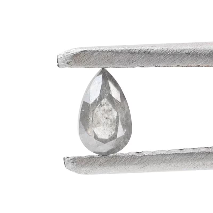 0.26 Ct Salt and Pepper Diamond, Natural Gray Color Pear Cut Loose Diamonds for Wedding Ring