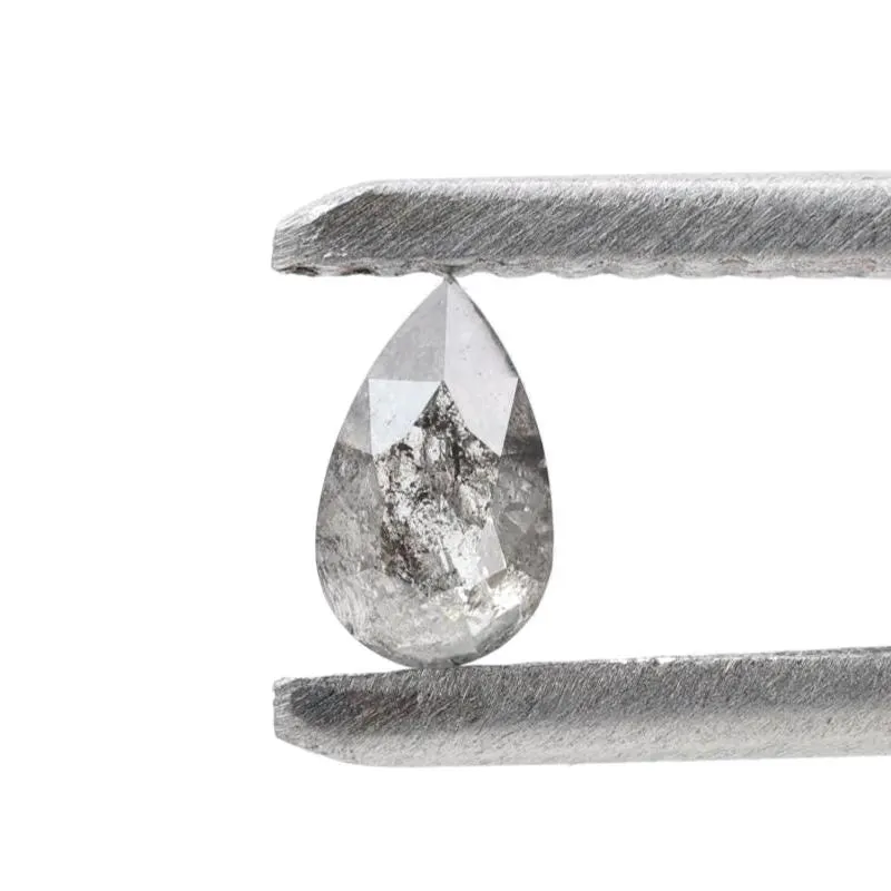0.27 Ct Salt and Pepper Diamond, Natural Gray Color Pear Cut Loose Diamonds for Wedding Ring