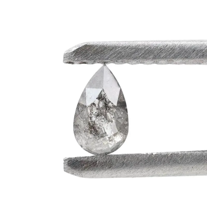 0.27 Ct Salt and Pepper Diamond, Natural Gray Color Pear Cut Loose Diamonds for Wedding Ring