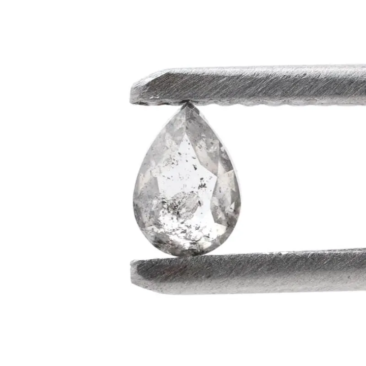 0.24 Ct Salt and Pepper Diamond, Natural Gray Color Pear Cut Loose Diamonds for Engagement Ring