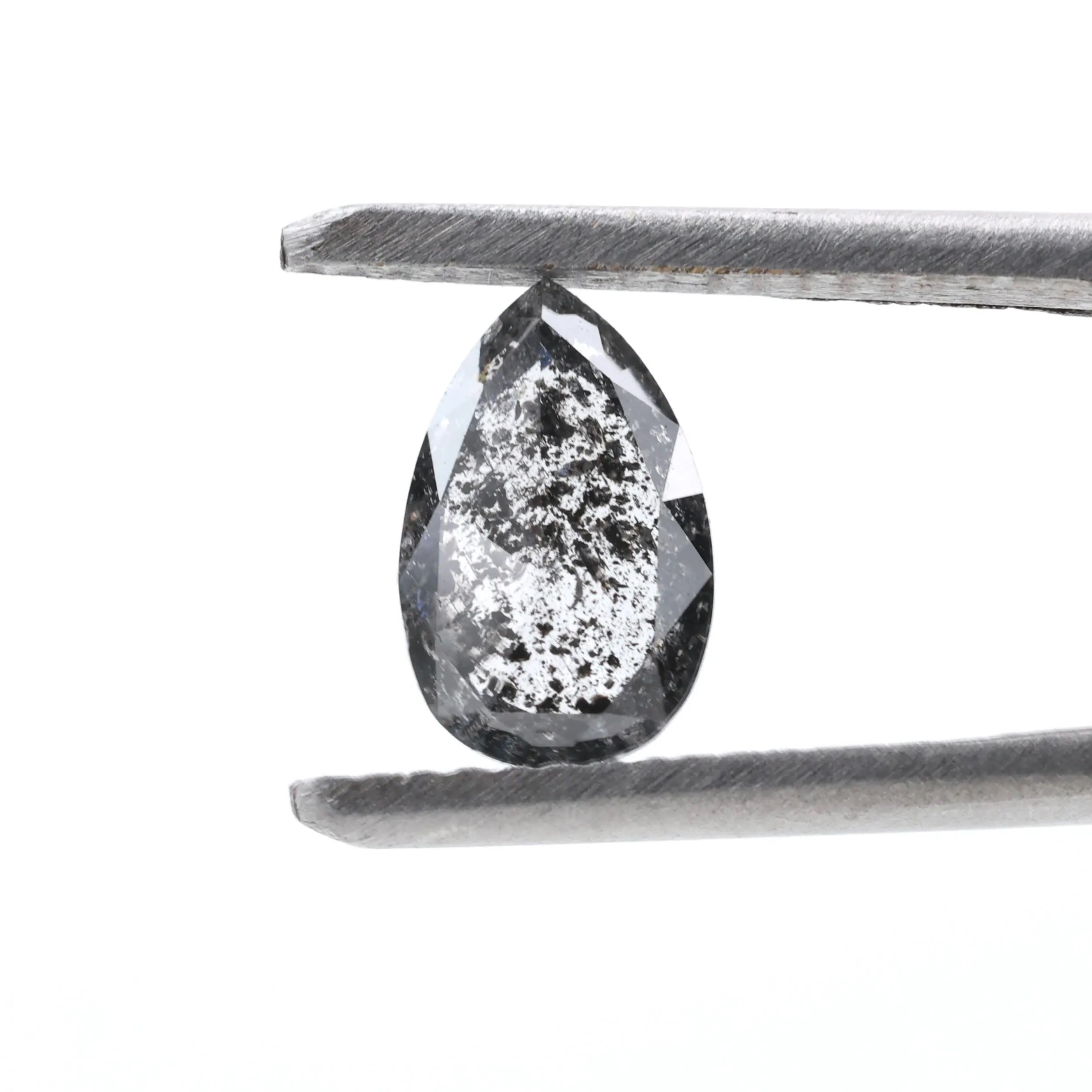 1.05 Ct Salt and Pepper Diamond, Natural Gray Pear Cut Loose Diamonds for Engagement Ring