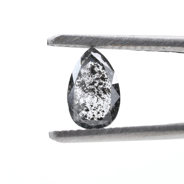 1.05 Ct Salt and Pepper Diamond, Natural Gray Pear Cut Loose Diamonds for Engagement Ring